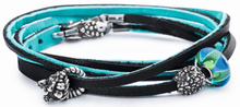 Load image into Gallery viewer, Leather Bracelet Cyan/Key
