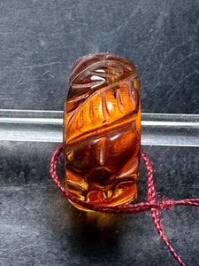 12-18 Carved Amber Flower with Leaves Rod 6