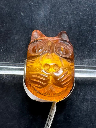 12-19 Carved Amber Cat Face Rod 10