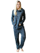 Load image into Gallery viewer, Hello Mello Charcoal Lounge Cowl Neck Top &amp; Pants
