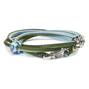 Leather Bracelet Light Blue / Green