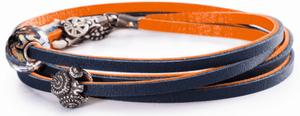 Leather Bracelet Orange/Navy
