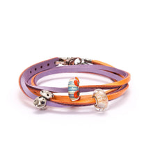 Load image into Gallery viewer, Leather Bracelet Pumpkin &amp; Grape
