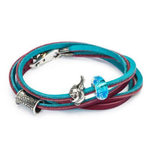 Load image into Gallery viewer, Leather Bracelet Turquoise / Plum
