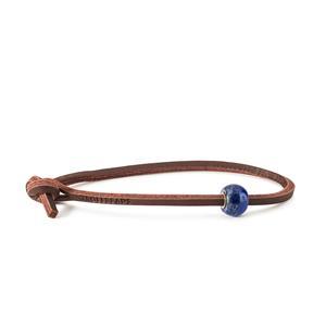 Round Lapis Lazuli Single Leather Bracelet